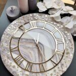 Cream Stone With Gold Effect Resin Large Wall Clock (27 Inches)