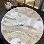Cream Marble with Gold texture Resin Large wall Clock (27 Inches)