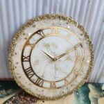 Cream Stone With Gold Border Resin Wall Clock