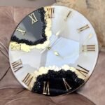 Black with Cream and Gold Resin Large Wall Clock(27 Inches)