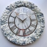 White with Navy Blue Touch The luxury Resinart Resin Wall Clock