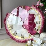 Bubblegum Pink Feather The luxury Resinart Resin Large Wall Clock(27 Inches)