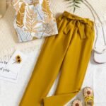 Ralphdavinci Girls Mustard Top & Pants Set | Kids Stylish Co-Ord Outfit