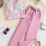Ralphdavinci Girls Pink Top & Pants Set | Kids Stylish Co-Ord Outfit