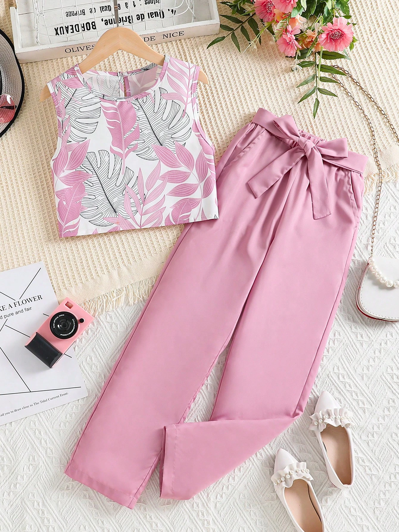 168653420103bc8b5552c472fa6a7f35a567aa955a.png Ralphdavinci Girls Pink Top & Pants Set | Kids Stylish Co-Ord Outfit - Image 1