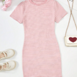 Ralphdavinci Girls Pink Stripe Bodycon Dress