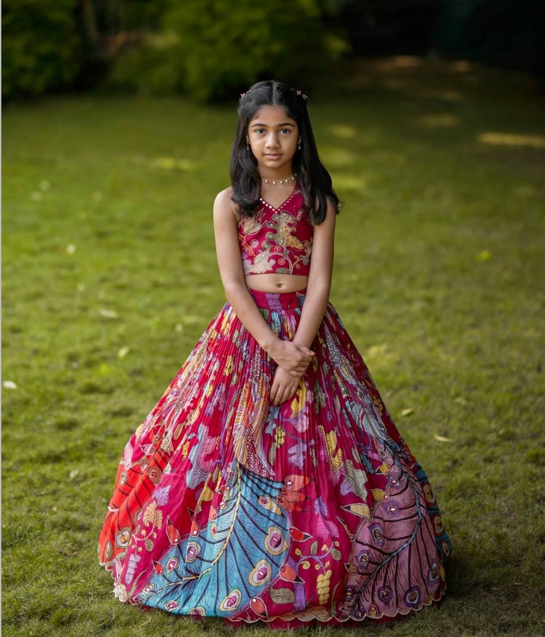 photo_2025-10-01_17-52-57_2.jpg Ralphdavinci Girls Designer Peacock Print Lehenga Choli Set - Image 1