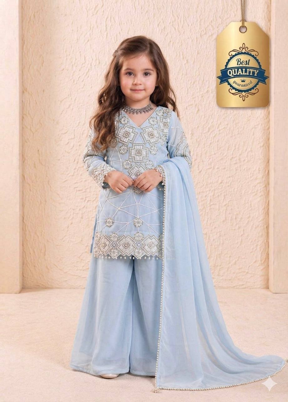 photo_2026-04-14_17-54-45.jpg Ralphdavinci Girls Powder Blue Embroidered Kurta Palazzo Set with Dupatta - Image 1