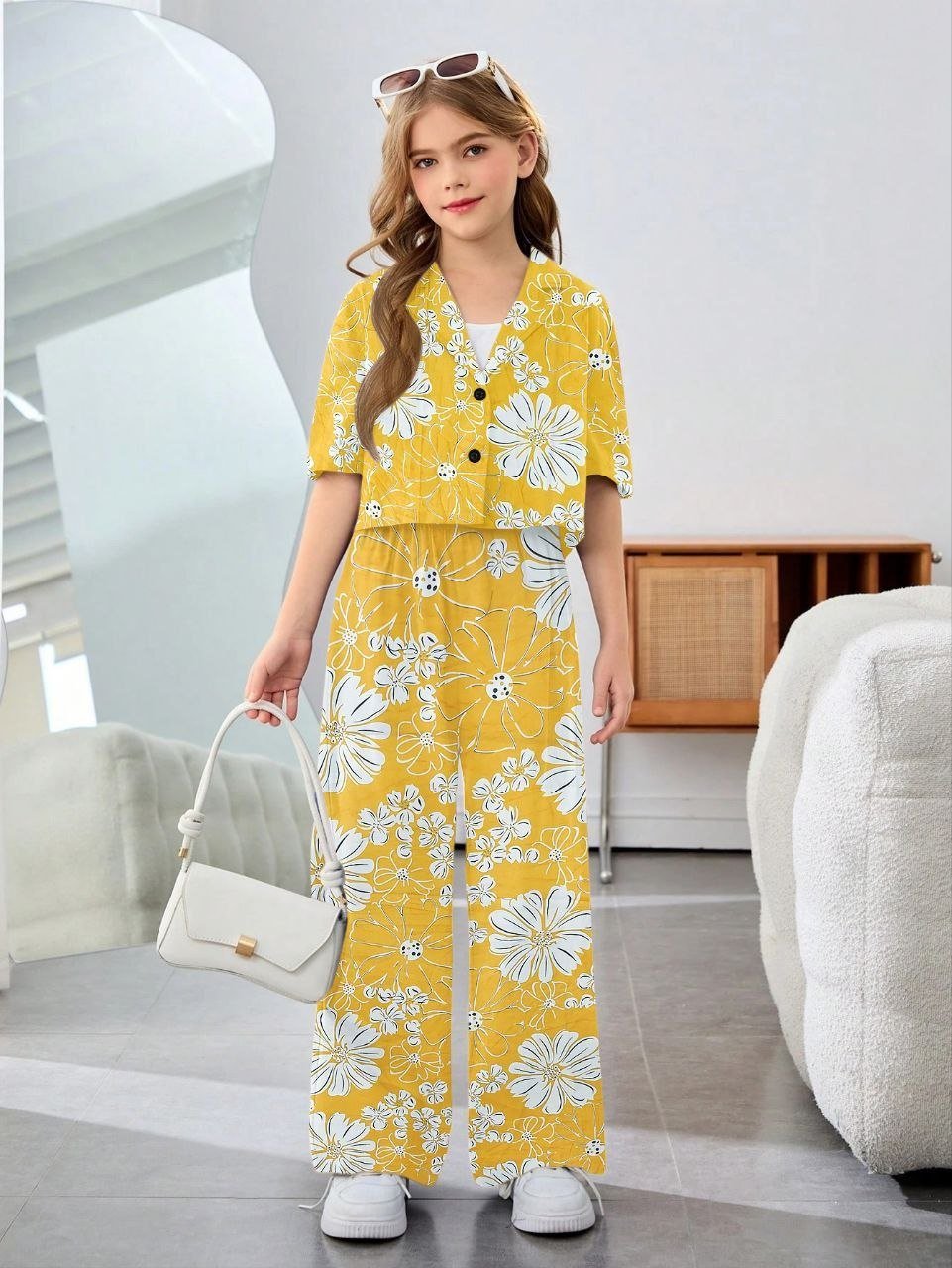 photo_2026-04-29_15-48-17.jpg Ralphdavinci Girls Mustard Yellow Floral Printed Co-Ord Set - Image 1