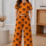 Ralphdavinci Girls Mustard Bear Print Co-Ord Set