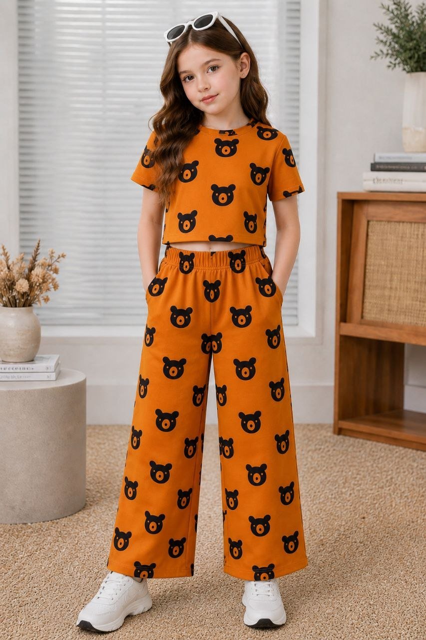 photo_2026-07-01_22-27-12.jpg Ralphdavinci Girls Mustard Bear Print Co-Ord Set - Image 1