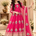 Ralphdavinci Girls Pink Anarkali Gown with Dupatta